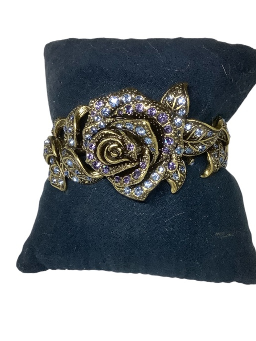 Heidi Daus floral Swarovski Crystal gold tone bracelet